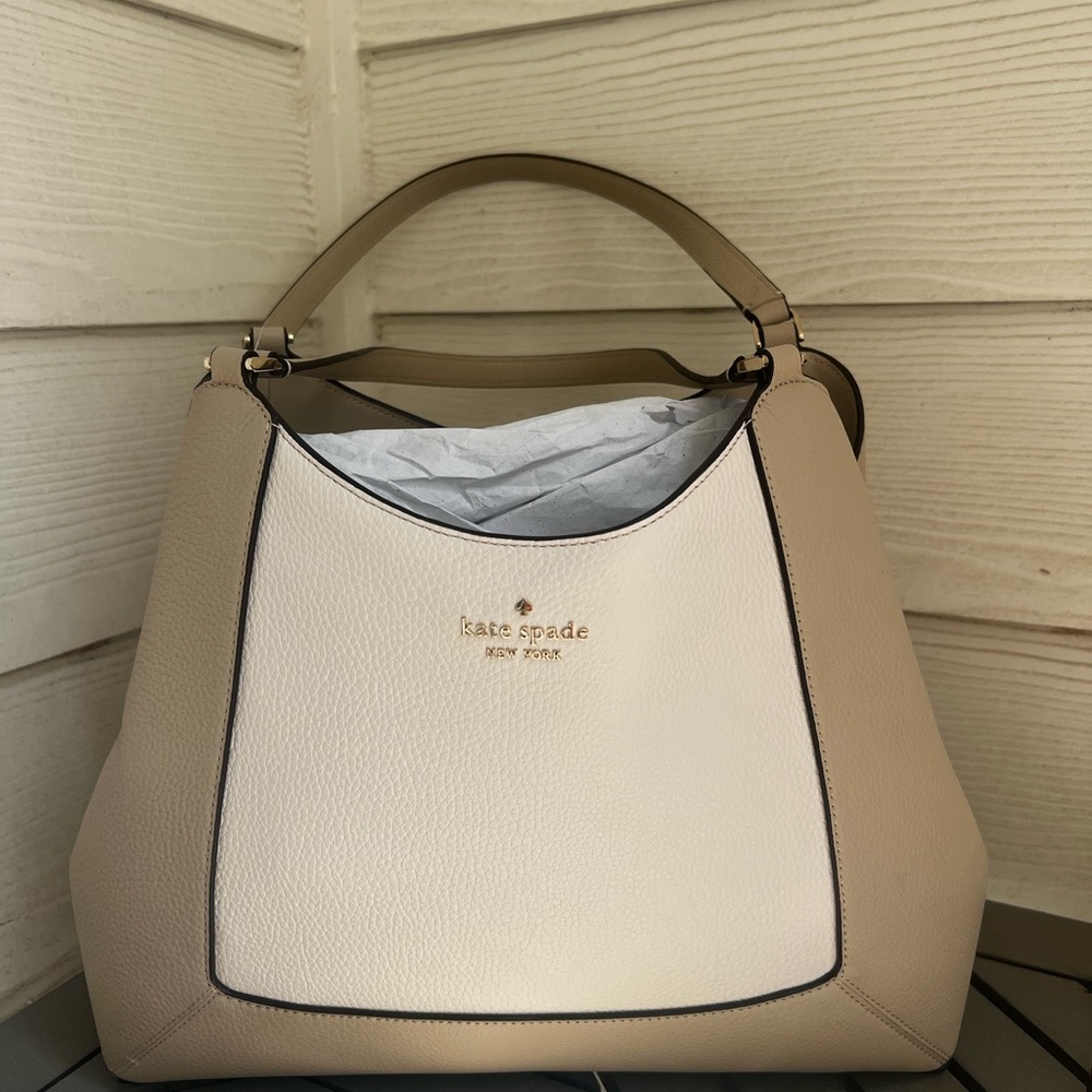 Kate Spade Tan and White Shoulder Bag